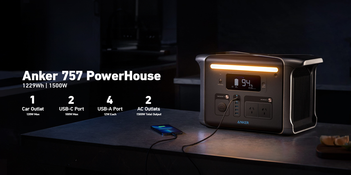 Anker PowerHouse Portable Power Station - 1299Wh, Black