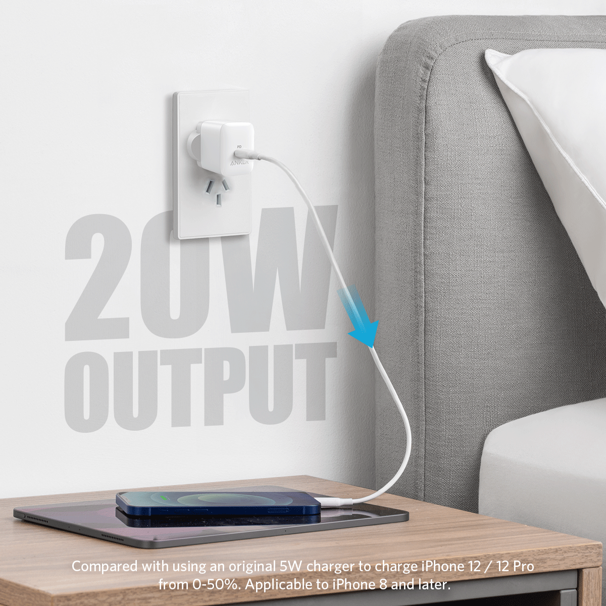 Anker Powerport Iii 20w Usb-c Power Delivery Wall Charger - White